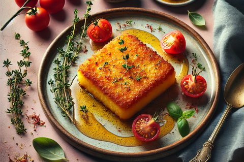 FRIED CHEESE WITH HONEY, LEMON & OREGANO